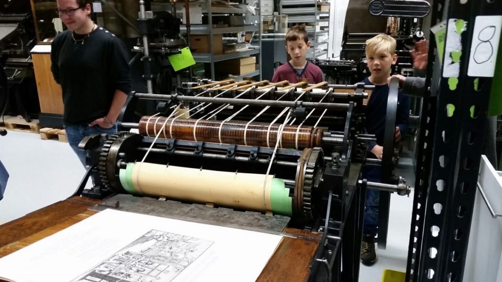 Ausstellung alter Druckmaschinen in der Nationalbibliothek